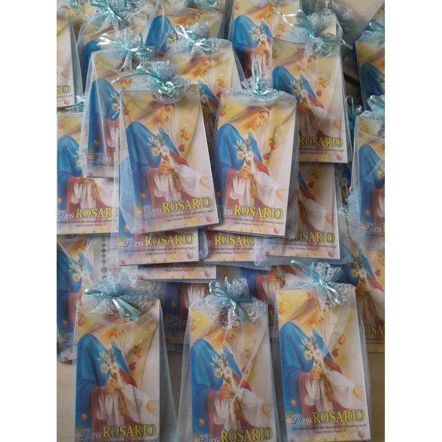 Paket Souvenir Doa Rosario Katolik / Kalung Rosario / Lembar Doa Rosario / Souvenir Murah