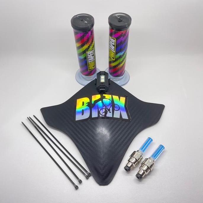 Paket Komplit Visor Sepeda Bmx + Stiker Hologram Bmx + Lampu Tempel + Lampu Tutup Pentil Nyala + Han