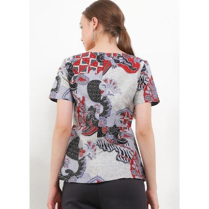 Arjuna Weda Blouse Batik Wanita Motif Sawat Ganggengan - Bahan Katun | Lengan Pendek | Resleting Bel