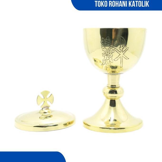 SIBORI TEMPAT HOSTI KATOLIK / PERALATAN MISA KATOLIK / SIBORI KUNINGAN