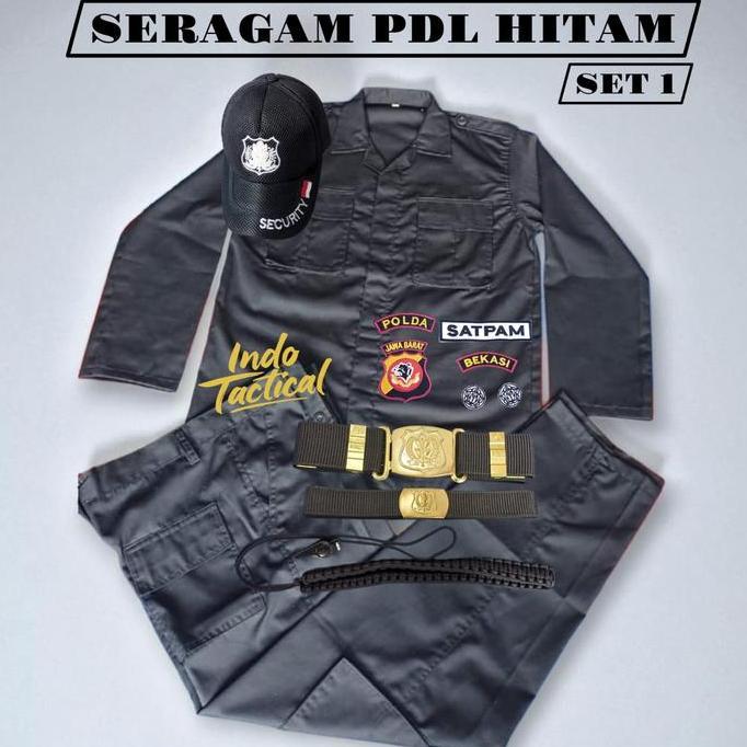 SERAGAM PDL HITAM SECURITY LENGKAP SETELAN PDL HITAM SATPAM LENGKAP SERAGAM PDL HITAM BERKUALITAS