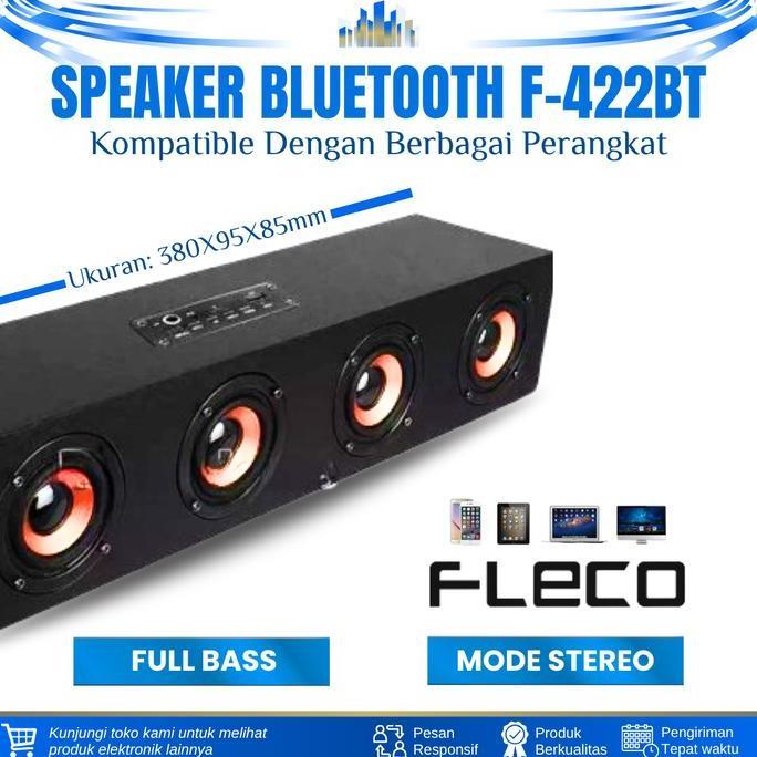 Speaker Bluetooth Super Bass Fleco F-422Bt Wireless Speaker Soundbar Tv Komputer Speaker Portable