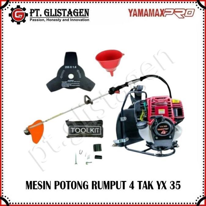 Yamamax Pro Mesin Potong Rumput Gendong Brusch Cutter 4 Tak Bensin YX 35 35.8cc 1.3hp Japan Technolo