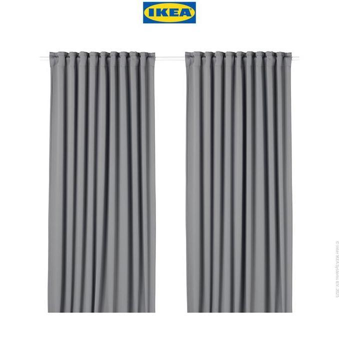 IKEA MAJGULL Gorden Anti Tembus Cahaya 1 Pasang Abu-Abu 145x250 cm