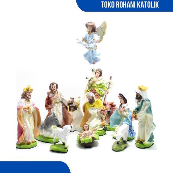 SET PATUNG NATAL 15 CM / HADIAH NATAL / NATIVITY SCANE / PATUNG TUHAN YESUS / PATUNG BUNDA MARIA /GE