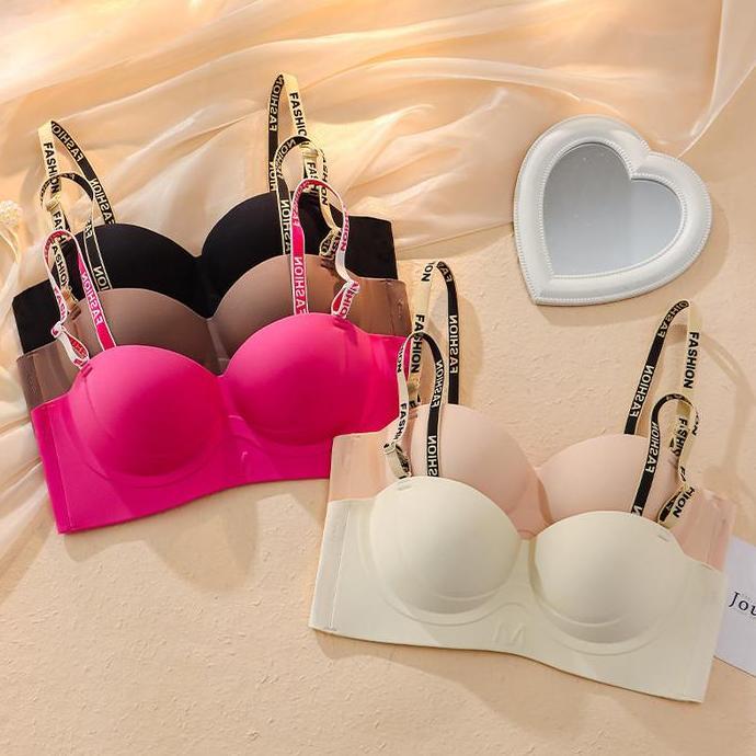 Murah Bra Wanita Fashion Push Up Bra Tanpa Kawat Busa Tebal Seamless Non COD