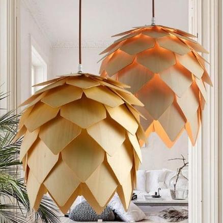 Lampu Gantung Bunga Pinus - Kap Minimalis Dekorasi Cafe Hias Ruang Tamu Kamar Teras Meja Makan Kayu 