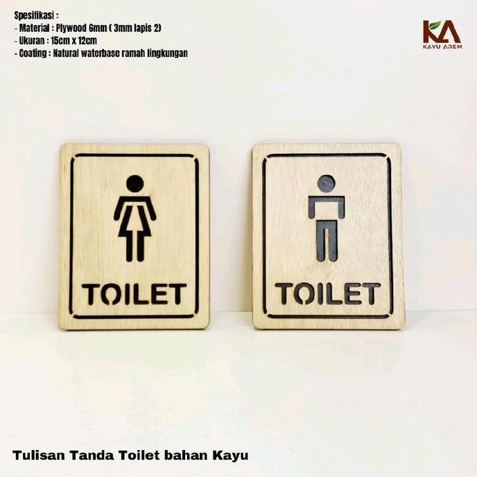 Sign Toilet | Tulisan Tanda Toilet bahan Kayu | Wooden Signage natural
