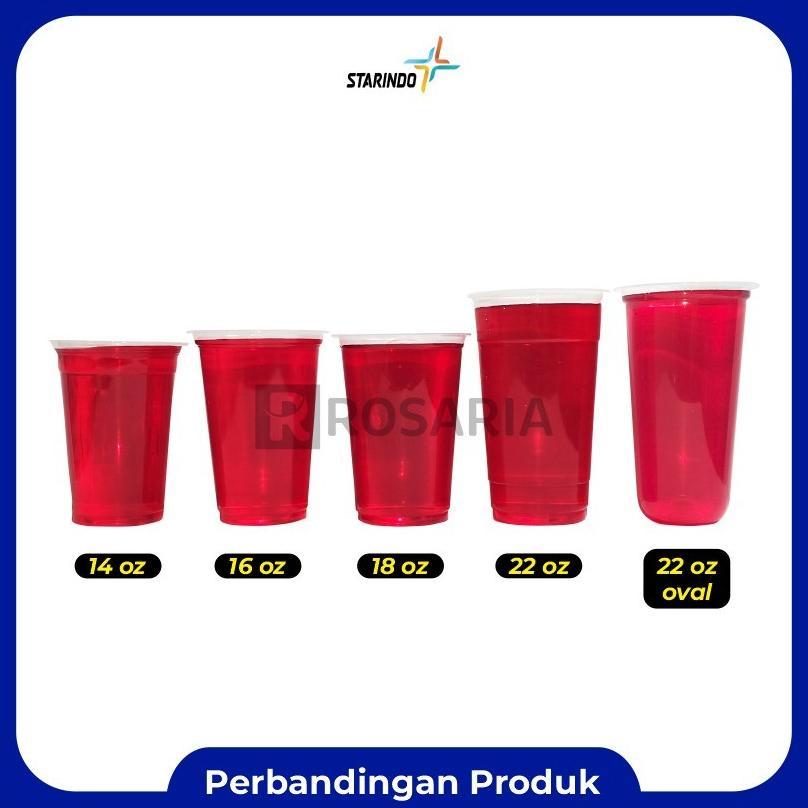 Cup Polos Datar 16 Oz Starindo 5 Gr Plastik Bening Gelas Minuman Baru