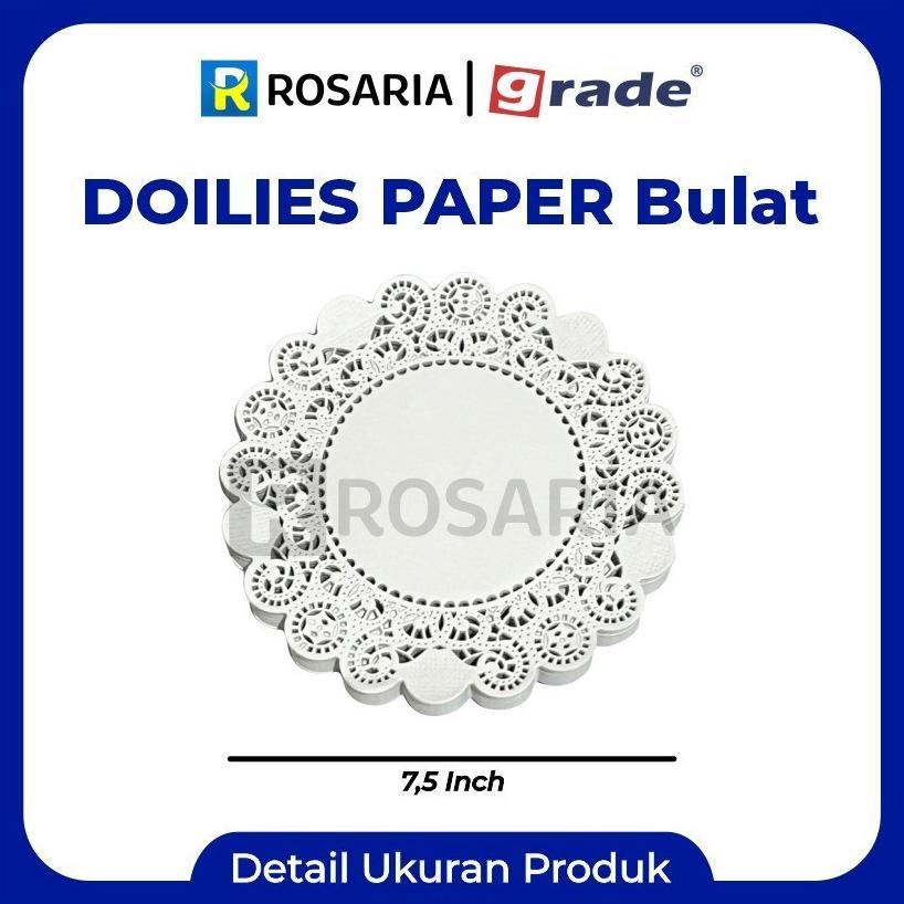 Doilies Paper 7,5 Grade Bulat Putih Alas Isi 250 Pcs Kertas Renda Tatakan Kue Doyleys Ready