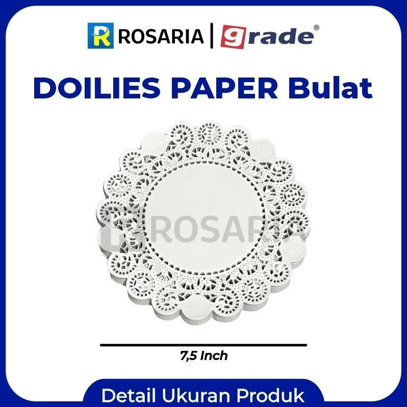 Doilies Paper 7,5 Grade Bulat Putih Alas Isi 250 Pcs Kertas Renda Tatakan Kue Doyleys Stok Baru