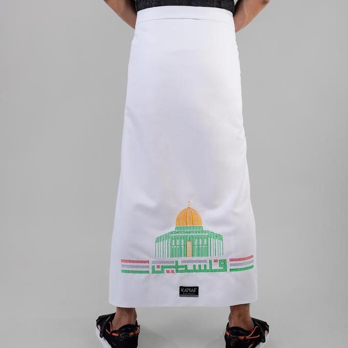 Diskon Katsae - Sarung Bordir Motif Al-Quds Palestina 100% Timbul Sarung Pria Dewasa Sarung Sholat P