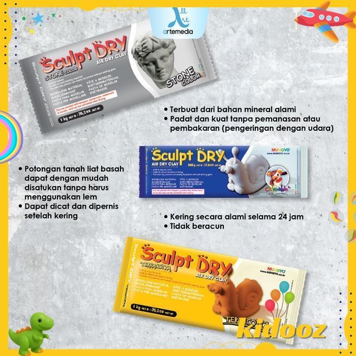 MUNGYO SCULPT DRY MODELLING CLAY 0.5KG / 1KG SOFT & LIGHTWEIGHT AIR DRY CLAY FOR CRAFT AND ART PROJE