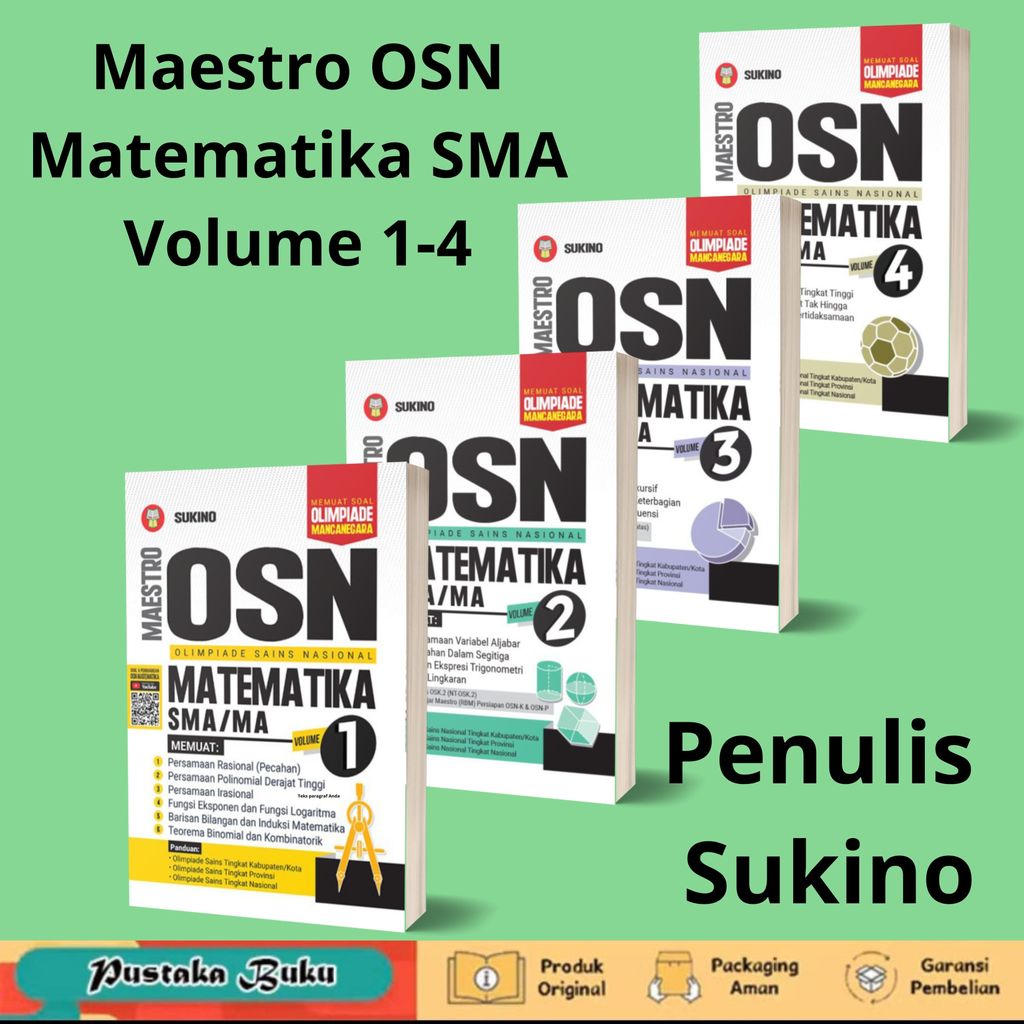 Paket Buku Maestro OSN/KSN/Olimpiade Matematika SMA Volume 1/2/3/4 Sukino