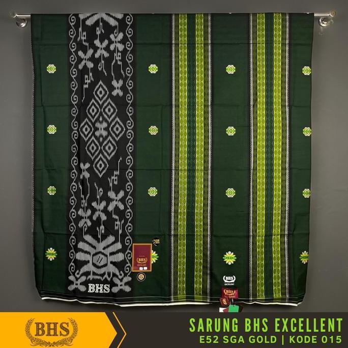 Miliki Sarung Bhs Excellent Gold Motif E52 Sga Bahan Mercerized Cotton Kain Sarung Tenun Muslim Pria