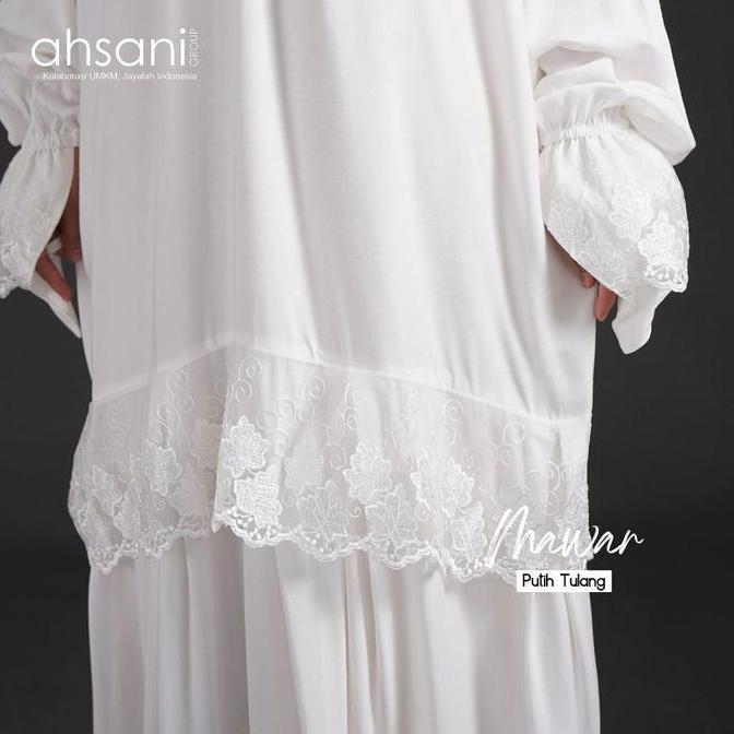 New- Mukena Terusan Dewasa Ahsani Mawar A20 Rayon Twill Premium Jumbo Putih
