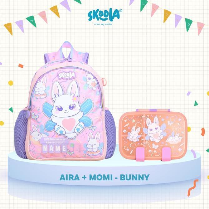 Skoola Backpack + Lunch Box Bpa Free - Tas Sekolah Anak Tk Perempuan Laki Laki + Kotak Bekal Custome