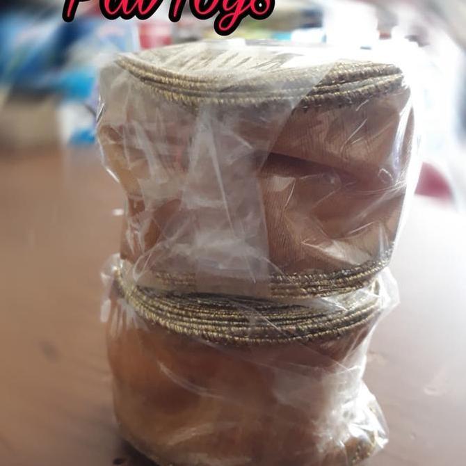 Hiasan Ornamen Natal Pita Kain Emas Coklat Roll