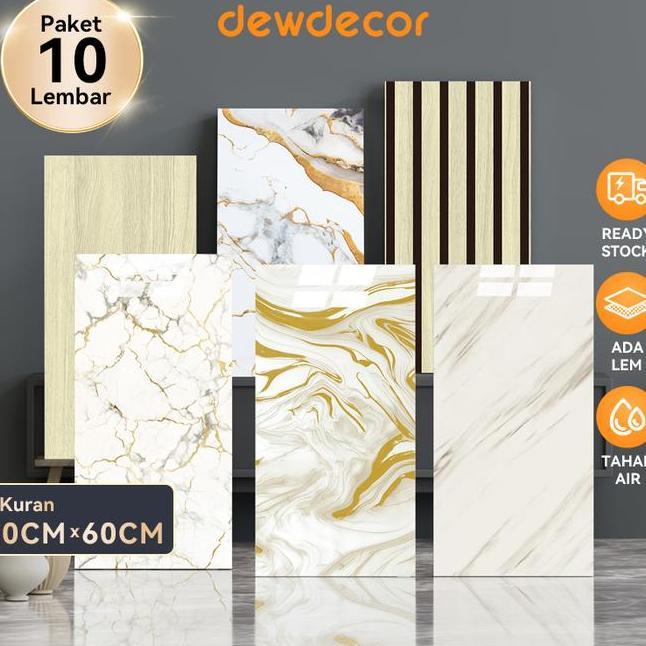 30Cm X 60Cm Dewdecor Paket 10 Lembar Wallr Dinding Vinyl Marble Pet Tebal 25 Mm Aesthetic Marble Gra
