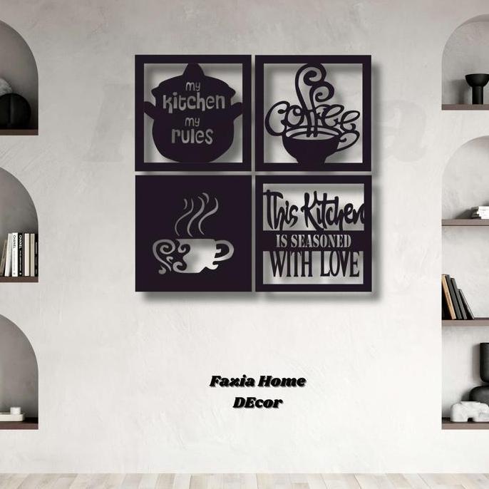 3D HIASAN DINDING DAPUR AESTETIK 4 PANEL KITCHEN WALL DECOR