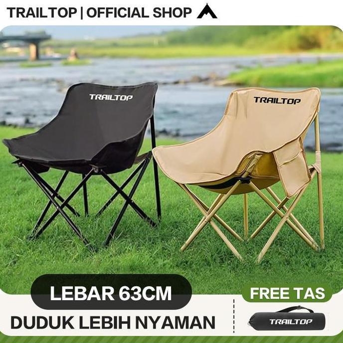 TrailTop Kursi Lipat Outdoor Kursi Santai Kain Oxford Bangku Lipat Kursi Lipat Portable