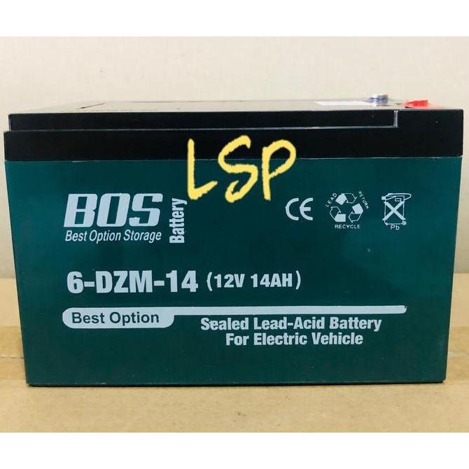 Aki Sepeda Listrik BOS 6-DZF-12 / 6-DZF-14 6-DZM-14 (12V 12 / 14Ah)