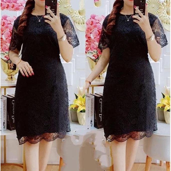 Dress wanita brokat terbaru pesta natal pendek by Mode kebaya/ dress kebaya modern elegan untuk kond