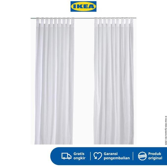 IKEA MATILDA Gorden Tipis 1 Pasang Dengan Tab Atas / Putih 140x250cm Katun