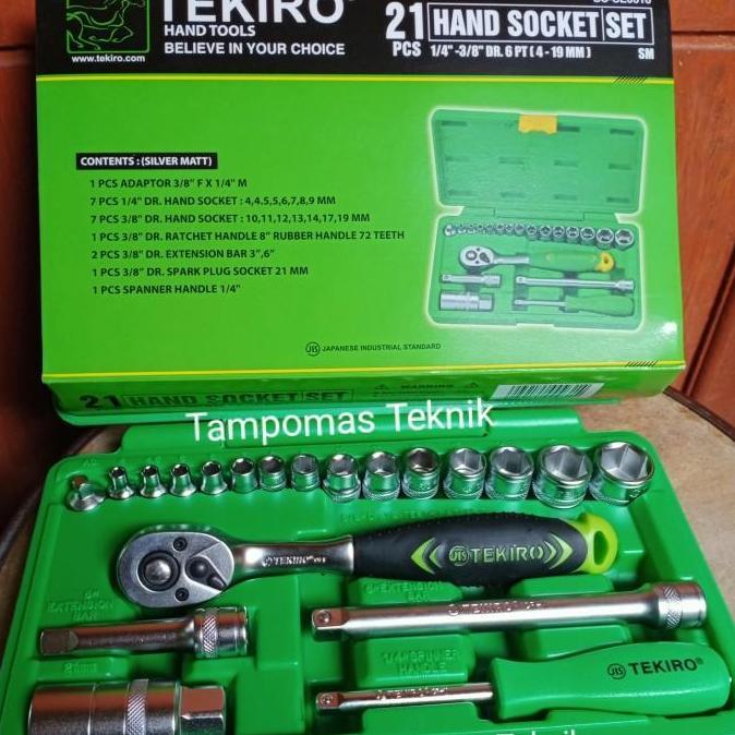 Kunci Sok Tekiro 21 Pcs Dr.1/4" - 1/8" Hand Socket Set Tekiro Original