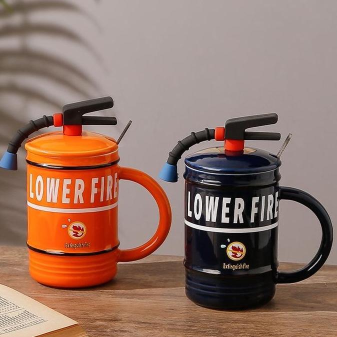 Lower Fire Mug / Gelas Cangkir Gift Cup Keramik Korea Hadiah Anak Lucu Pemadam Kebakaran Imut