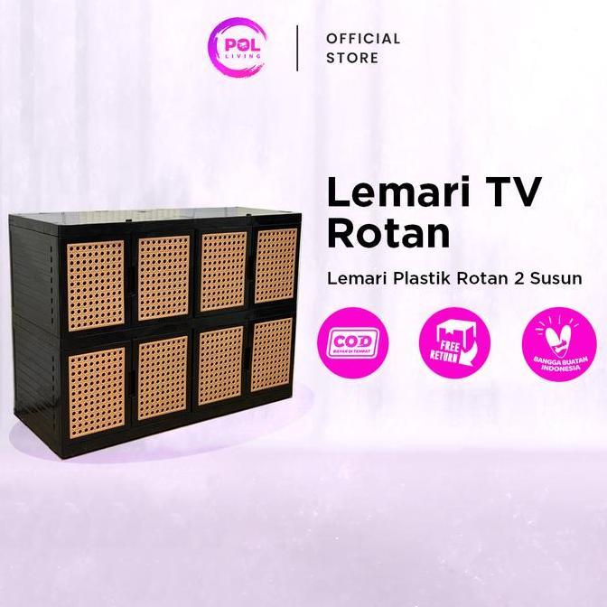 POL - Lemari TV Serbaguna Rotan Plastik 2 Susun