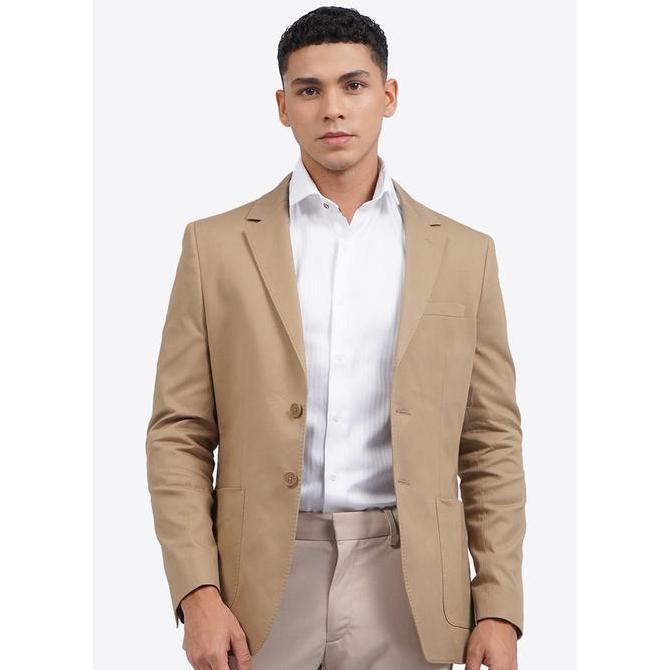 WOOD Textured Long Sleeve Blazer 2-BZILXC125F093 KHAKI