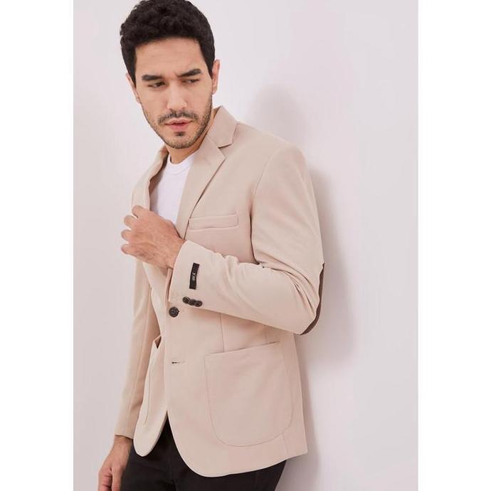 Jobb Aviland-T2 Blazer Pria Slim Fit Beige