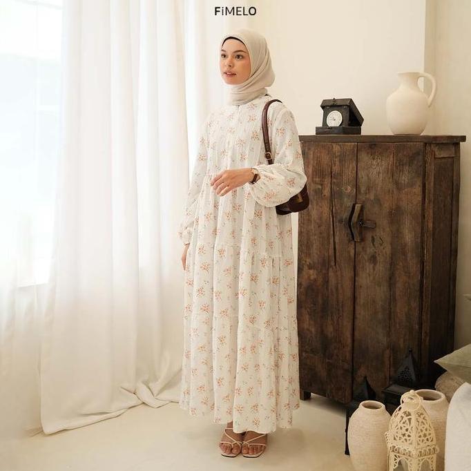 Daisy Dress (Dress Bunga Lengan Panjang Bahan Mango Crinkle) Motif Cantik Gamis Flowy Airflow Kondan
