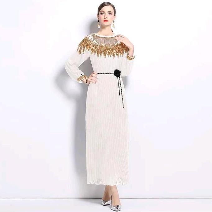 Long dress belinda plisket sifon