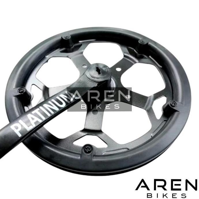 CRANK SINGLE 1 SPEED PLATINUM 46T 48T 46 48 T BESI GIR GEAR TENGAH SEPEDA SELI LIPAT MINION FIXIE MT