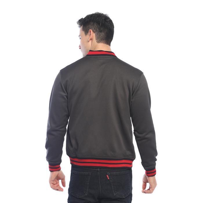D&F Jaket Bomber Pria Contrast Collar - Abu Tua Terlaris Best Quality 100% Original