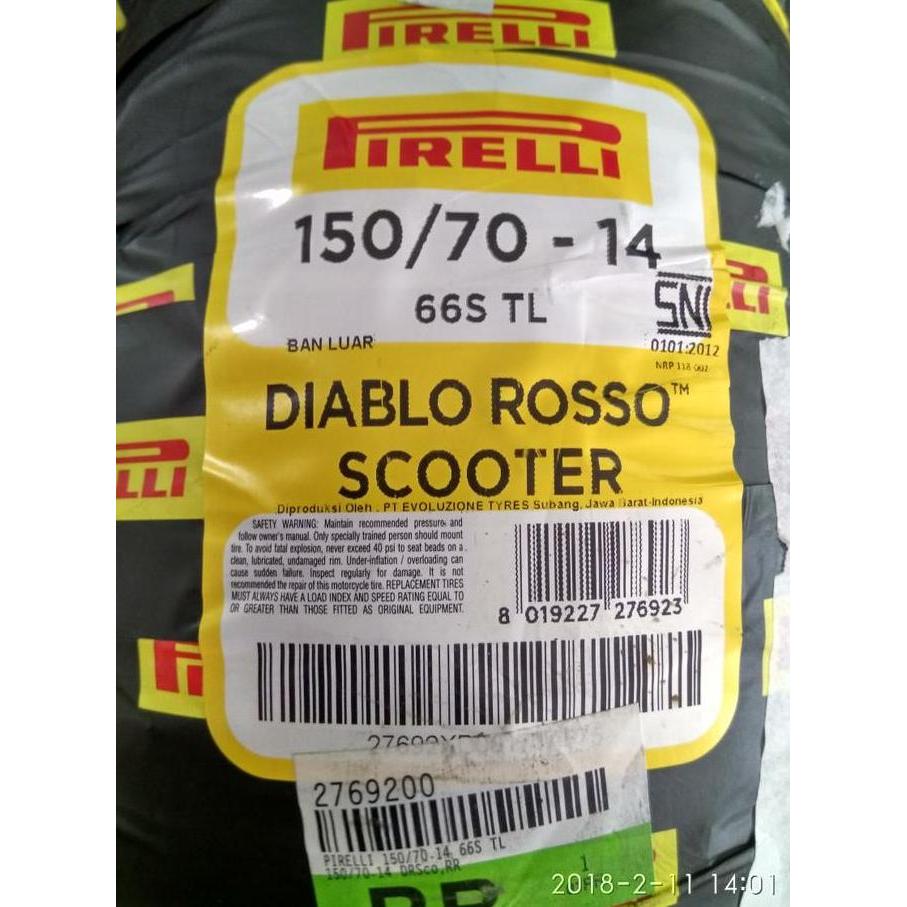 New- Ban Pirelli Xmax & Aerox Diablo Rosso Scooter 150/70 ring 14