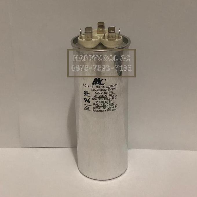 Kapasitor 50/2 uF Merk MC 3 kaki Capacitor AC 50/2 mikro