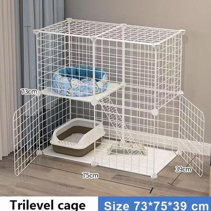 Gweenshand4 - Set Kandang Kucing Besar Pagar Tingkat, Pembatas Kandang Hewan Peliharaan Kokoh