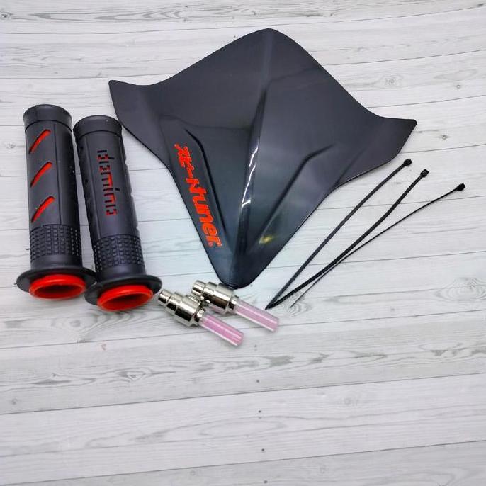 sendikoseller - Paket Visor Sepeda BMX + Hangrip + Tutup Pentil + Tali Ties + Stiker Jepang