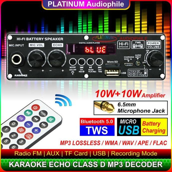 Modul MP3 Decoder Bluetooth Karaoke Amplifier 2x 10W Multimedia Trolley Speaker JQ-2269