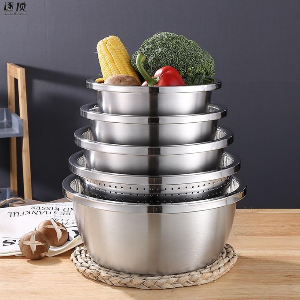 Wadah Baskom Set Stainless BMW Tebal Isi 5pcs/ Baskom Stainless Set Serbaguna baskom