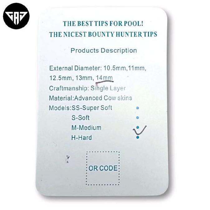 Meilin Cue Tip Billiard Kulit Sapi 1 Layers