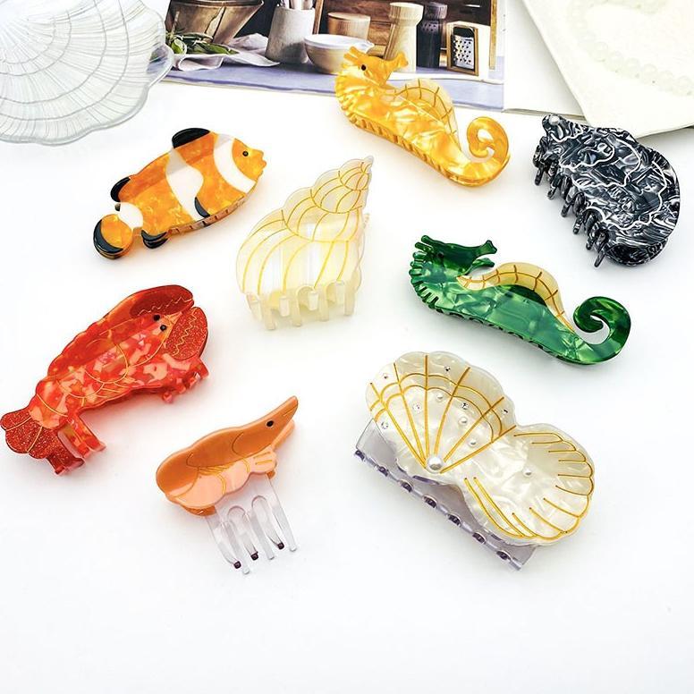 FISH - Jepit Rambut Premium Lucu Akrilik Asetat Korea Binatang Kue Karakter Buah Jedai - Premium Acr