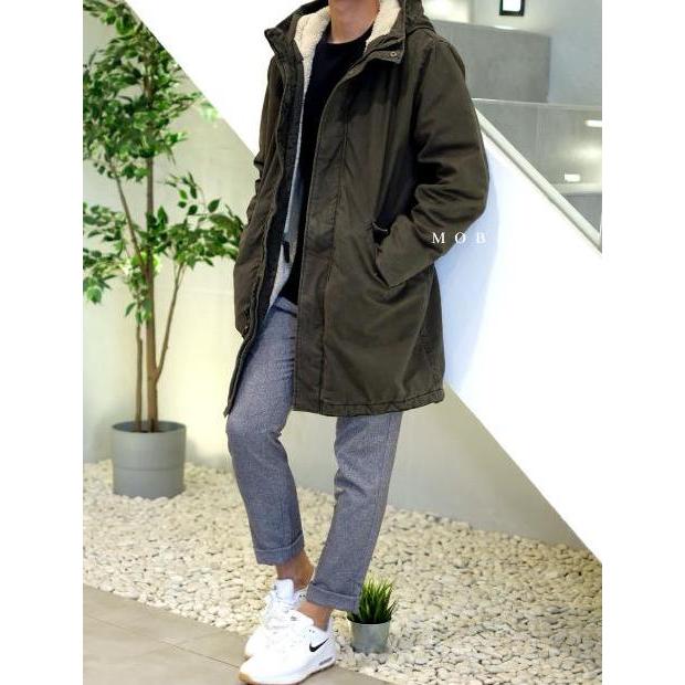 GAP Sherpa-Lined Fishtail Parka Olive