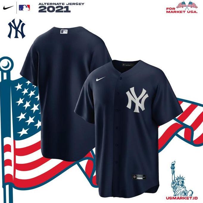 Kaos Jersey Nike Baseball MLB New York Yankees Navy Original Jersey