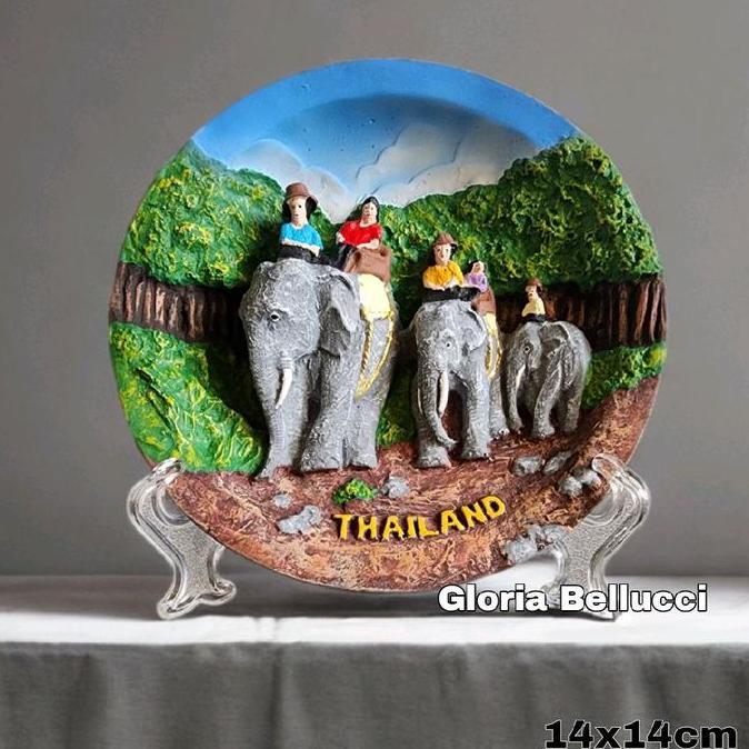 Promo pajangan piring gajah thailand dinding hiasan gantung negara bangkok Diskon