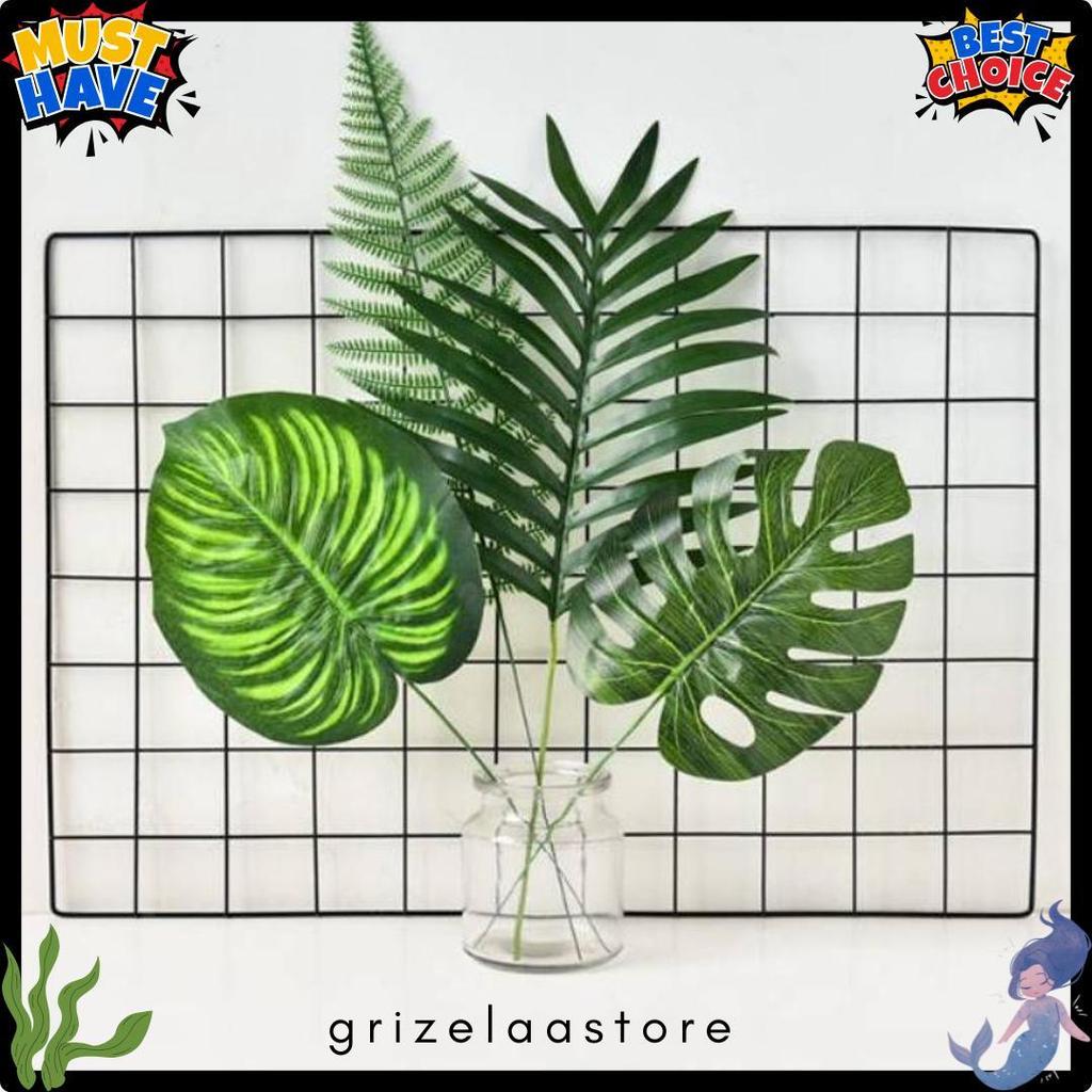Cod Daun Monstera Artificial Palsu Menyerupai Asli Daun Dekorasi Vintage Rso