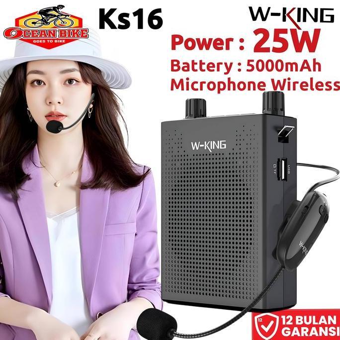 Terlaris Wking Speaker Pinggang Tour Guide Mic Karaoke W-King Ks16 Bluetooth